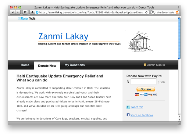 screenshot of Donor Tools